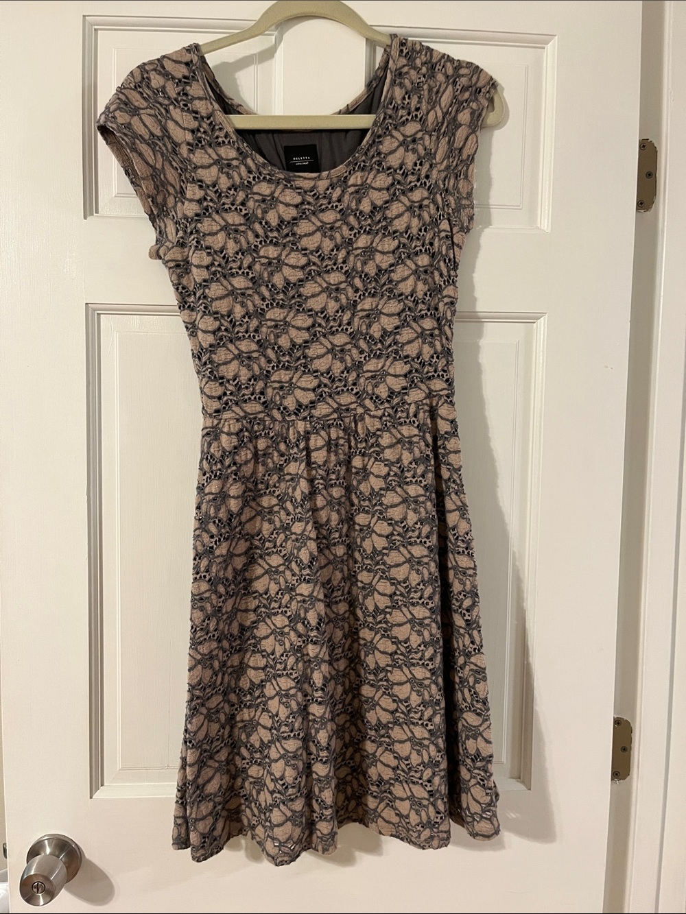 Taupe and grey laced dress from Anthropologie
